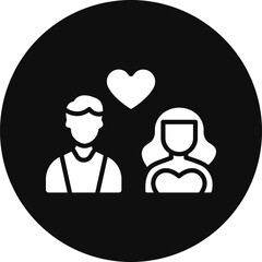 Couple Glyph Black Circle Icon