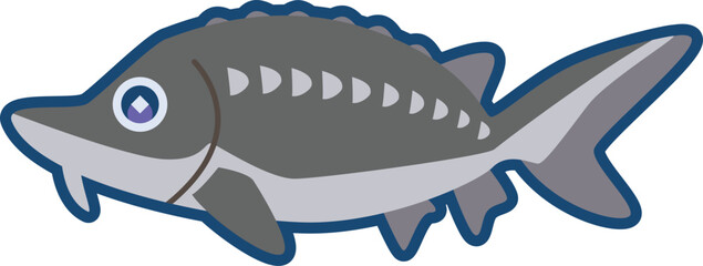 かわいいベルーガ（オオチョウザメ）のイラスト