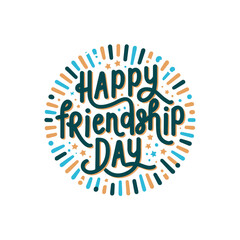 Obraz premium Happy Friendship Day Vector Typographic Design. Happy Friendship Day Lettering.