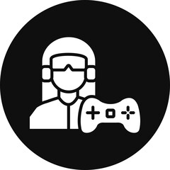 Gamer Girl Glyph Black Circle Icon