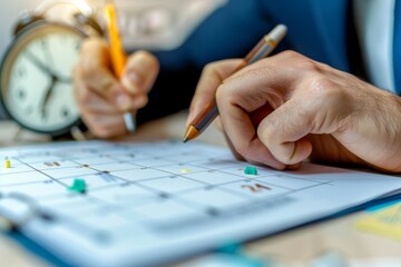 Efficient time management  businessman organizing appointments and meetings in calendar interface