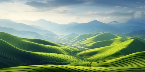 Rolling Green Hills in the Mist