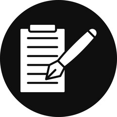 Calligraphy Vector Glyph Black Circle Icon