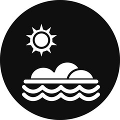Sunset Ocean Vector Glyph Black Circle Icon