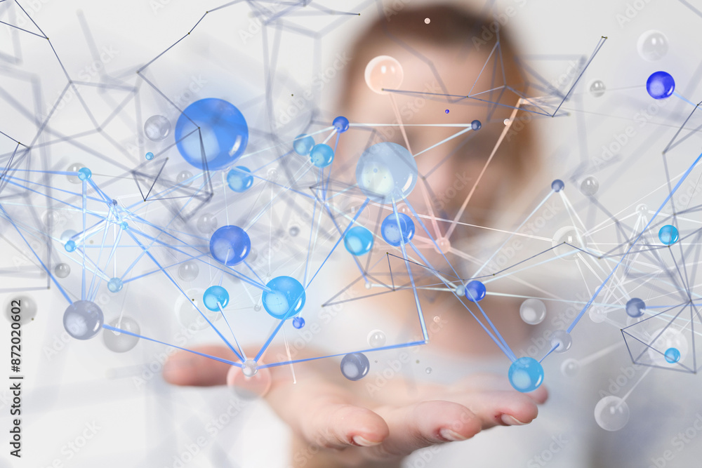 Poster conference Digital Network and data concept 3d - neural network exposure digital