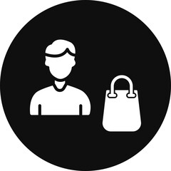 Man Shopping Glyph Black Circle Icon