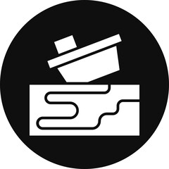 Underwater Glyph Black Circle Icon