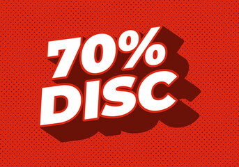 70 percent discount. Text effect in 3D style with good colors