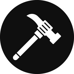 Hammer Glyph Black Circle Icon