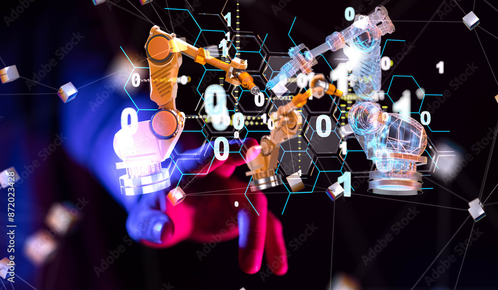 Aufkleber neural network 3d illustration. big data and cybersecurity
