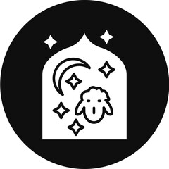 Eid Al Adha Glyph Black Circle Icon