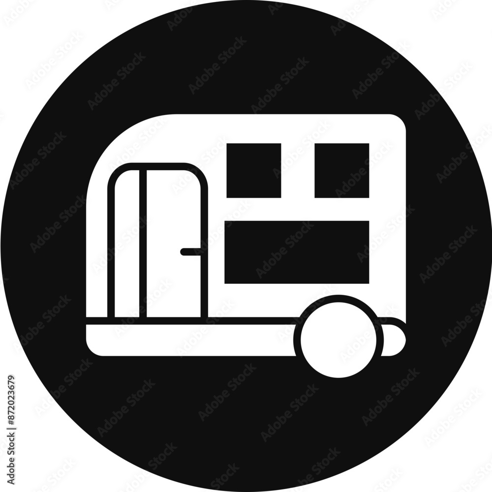 Sticker caravan glyph black circle icon