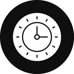 Clock Glyph Black Circle Icon