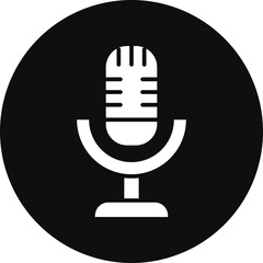 Mic Glyph Black Circle Icon