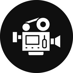 Movie Camera Glyph Black Circle Icon