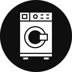 Washing Machine Glyph Black Circle Icon