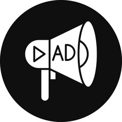 Advertisement Glyph Black Circle Icon