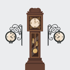 antique clock isolated on white