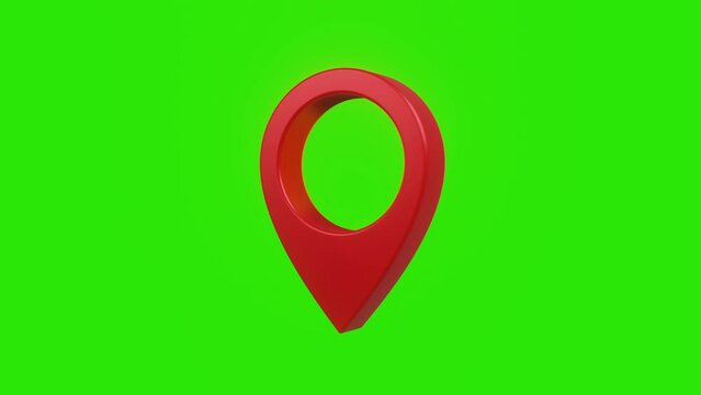 3D GPS icon on green screen background, navigation symbols. Location and travel concept. Point of interest. Sign and pin to indicate the route, map, gps, direction, place, compass. 3d animation