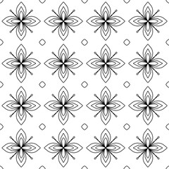 seamless floral pattern black line