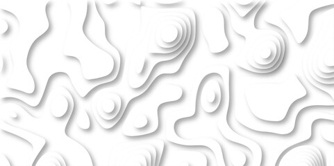 Abstract wavy line 3d paper cut white background with shadows. Abstract realistic papercut decoration textured with wavy layers. Topographic contour lines vector map seamless pattern vector.