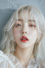 A realistic portrait of a young supermodel girl