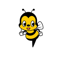 Cartoon cute bee character. Bee flat design with transparent background, png. © PuandaVector