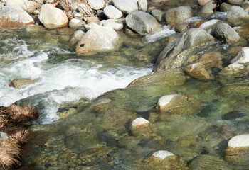 Stream cascading around rocks