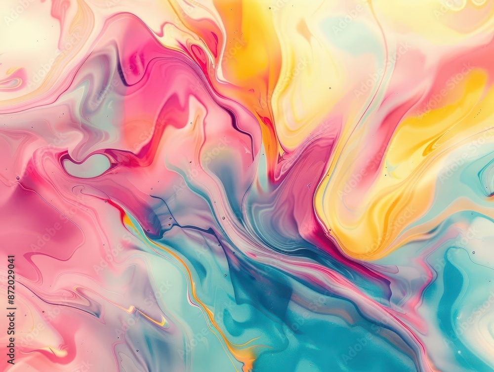 Poster abstract digital artwork featuring swirling liquid textures vibrant colors blending seamlessly in a 