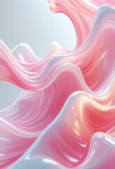 Abstract bright swirl light pink white wave background. Holographic liquid acrylic resin. Modern psychedelic fluid gradient. Epoxy trendy colorful texture. Design template for poster, banner, cover.