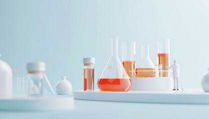A scientist wearing a lab coat and safety goggles works in a laboratory