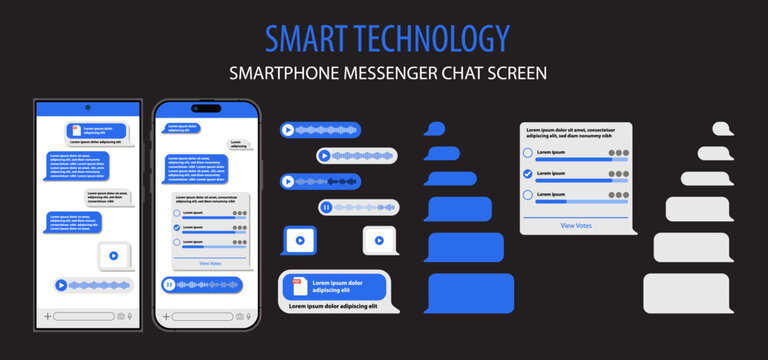 Smartphone UI Template for Social Communication and Messenger Apps. Vector Illustration.