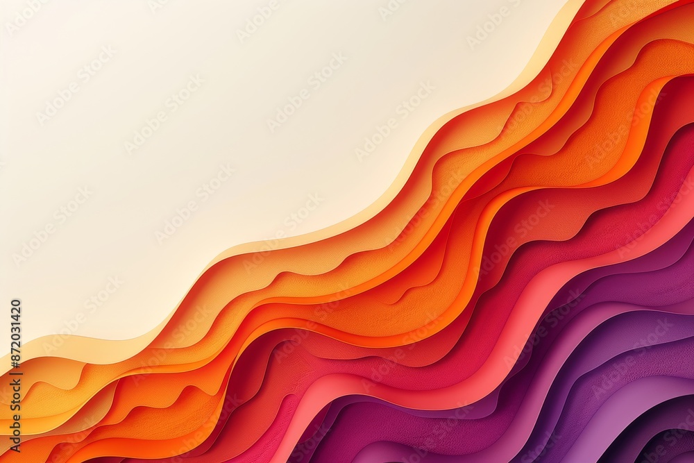 Poster abstract fabric waves with red and orange hues representing creativity and warmth in a dynamic artis