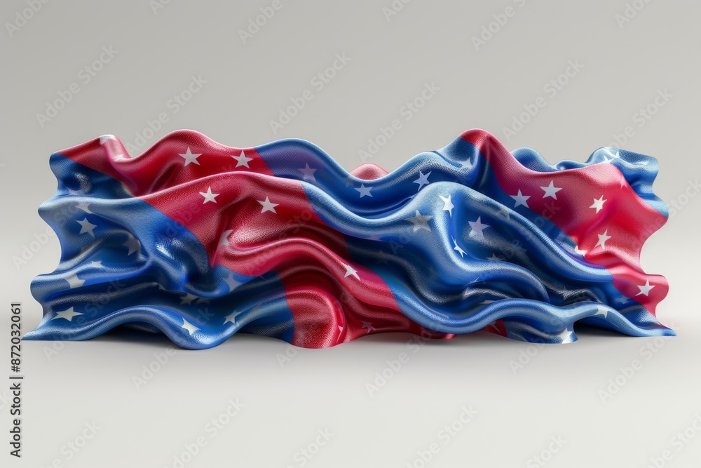 Poster abstract colorful fabric waves with blue and red hues representing creativity and energy in a dynami