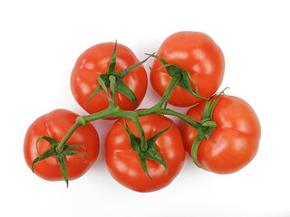 grappe de tomates, vue du dessus, isolées sur un fond blanc