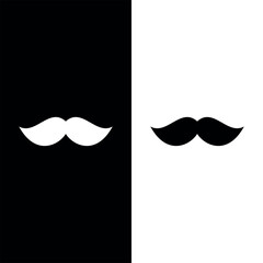 Black mustaches. Silhouette black vintage moustache isolated on white background. Symbol of Fathers day, sign for Barber Shop. Retro curly hipster moustaches, old fashion style. Vector illustration
