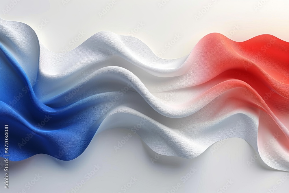Poster abstract fabric waves with blue and red hues symbolizing creativity and energy in a dynamic artistic