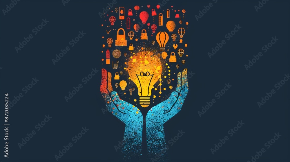 Poster design web icons featuring a helping hand, conveying the idea