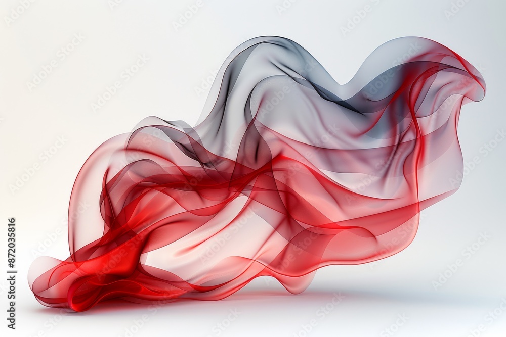 Poster flowing red and black fabric waves representing elegance and creativity in a dynamic artistic settin