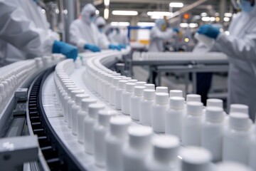 Obraz premium A modern production line in an advanced packaging facility is shown