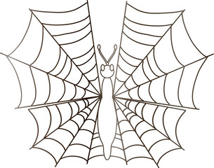 Butterfly with cobweb wings, Halloween decoration.