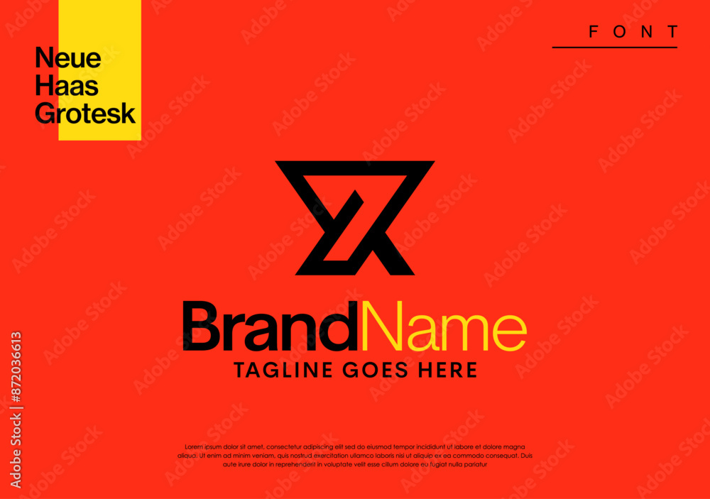 Fototapete stylish line design initial logo letter r featuring number 7 inside
