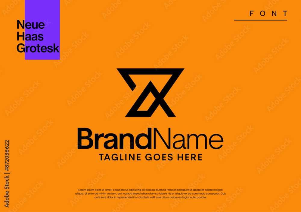 Poster stylish line design initial letter r a with and up arrow symbol