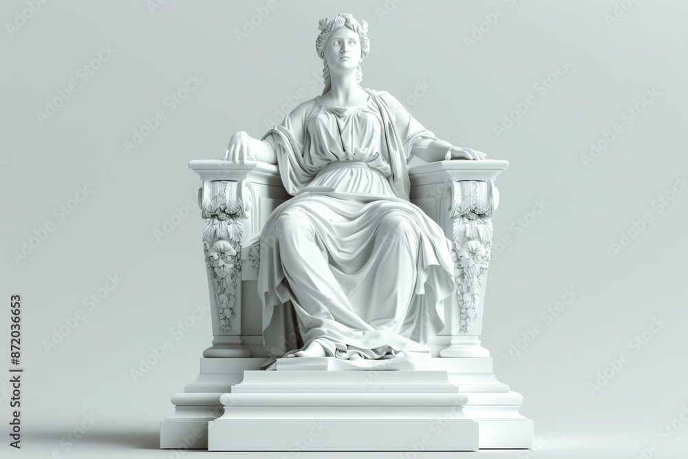 Poster marble statue in a minimalist setting representing elegance and serenity in a refined classical envi