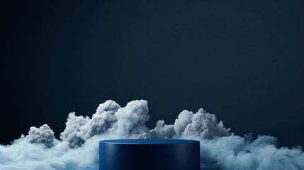 3D rendering simple podium and cloud for advertising