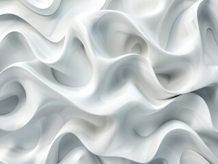 Obraz premium ethereal 3d white organic shapes flowing seamlessly in a mesmerizing abstract pattern evoking a sense of tranquil movement and harmony