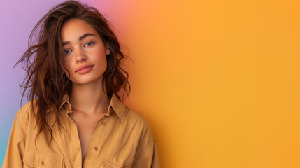 Portrait of Confident Woman Against Colorful Background
