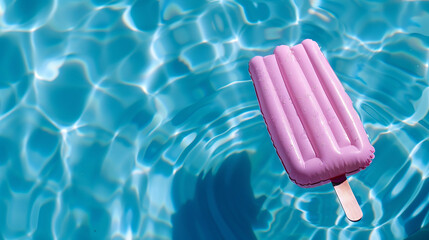 Inflatable pink popsicle float.