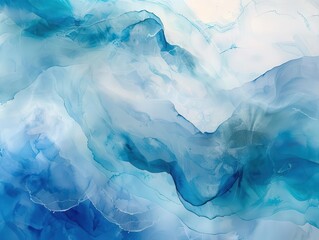 Obraz premium ethereal watercolor swirls in soothing ocean hues translucent layers of turquoise azure and indigo blend seamlessly creating a dreamy abstract seascape
