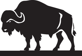 Buffalo silhouette Illustration simple vector .